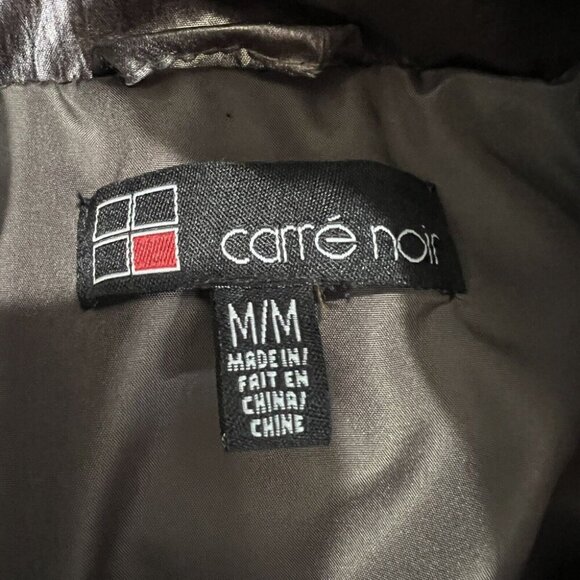Carre Noir Metallic Puffer Jacket Medium Gunmetal Grey Dark Gray Shiny Coat - Picture 5 of 8